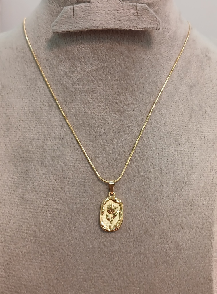 [14094] Gold flower Necklace 