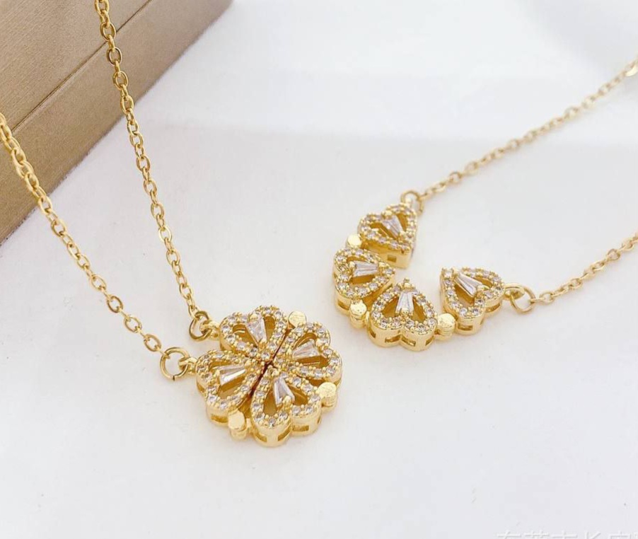 [14058] Flower&Heart Magnetic Necklace 