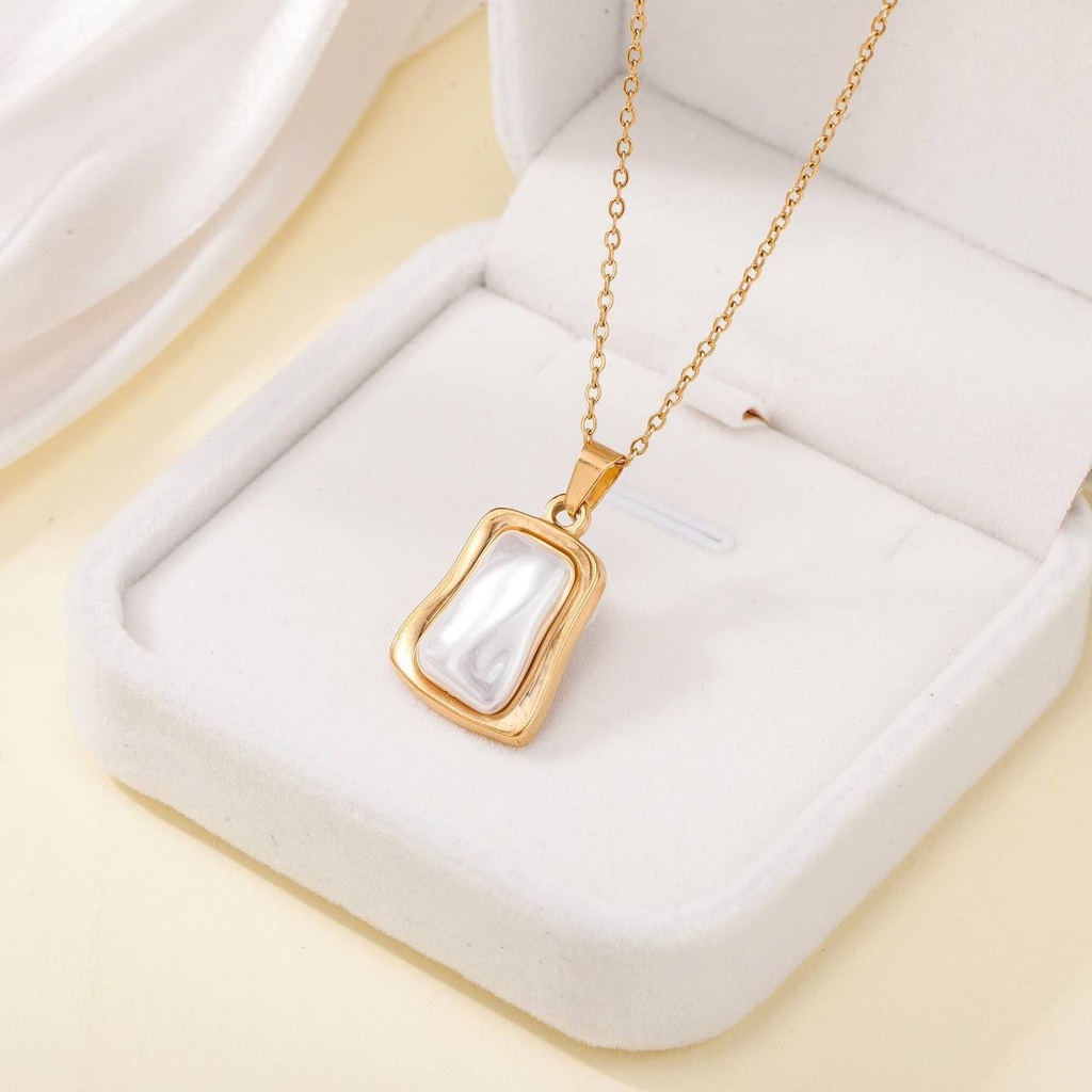 [14078]  Rectangular pearl Necklace 