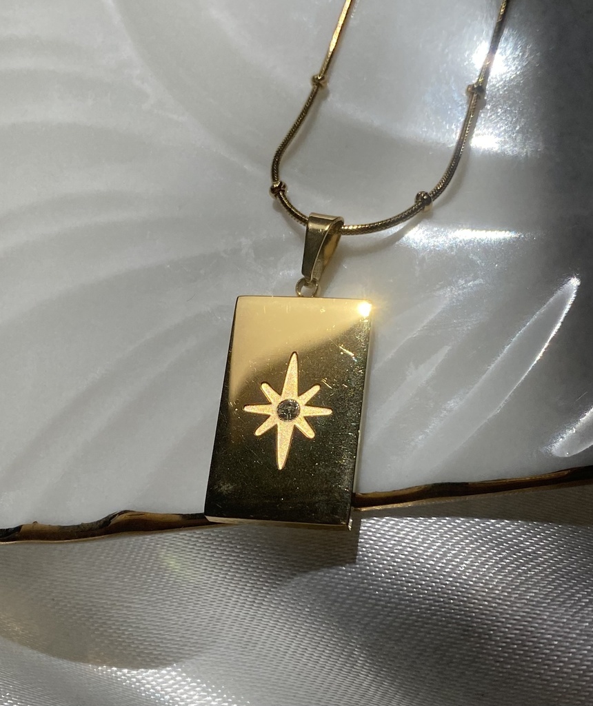 [14086] Gold star Necklace 