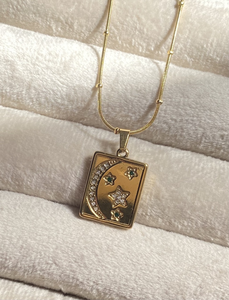 [14087] Crescent and star Necklace 