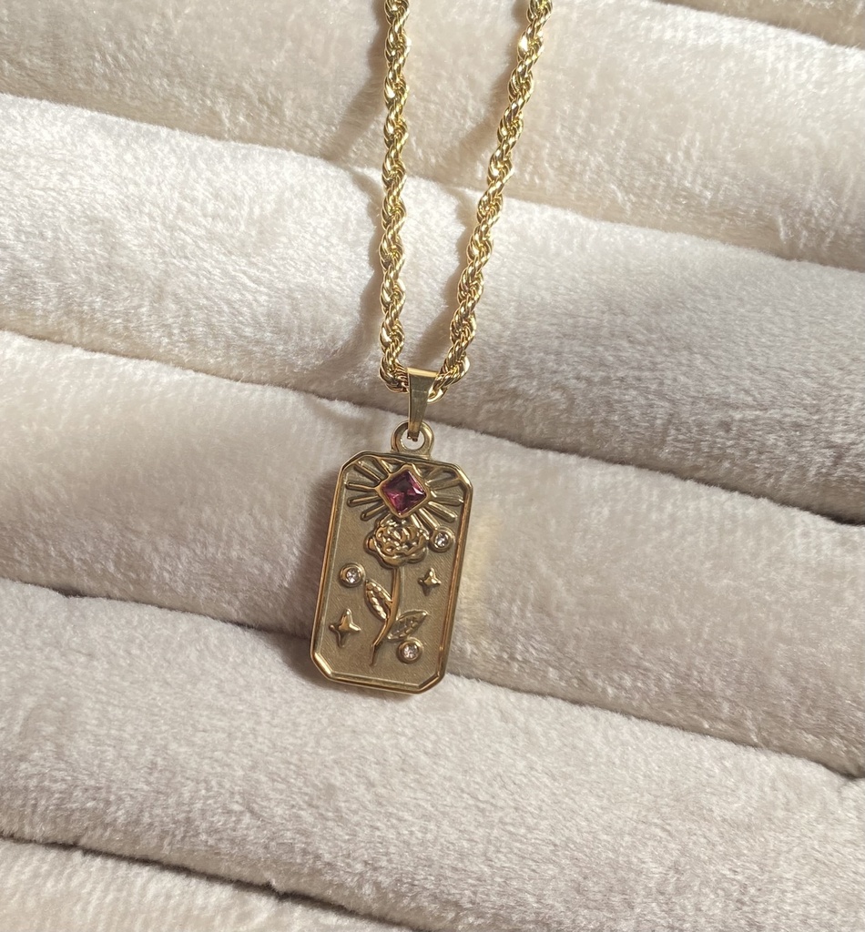 [14089] Red clove Flower Necklace 