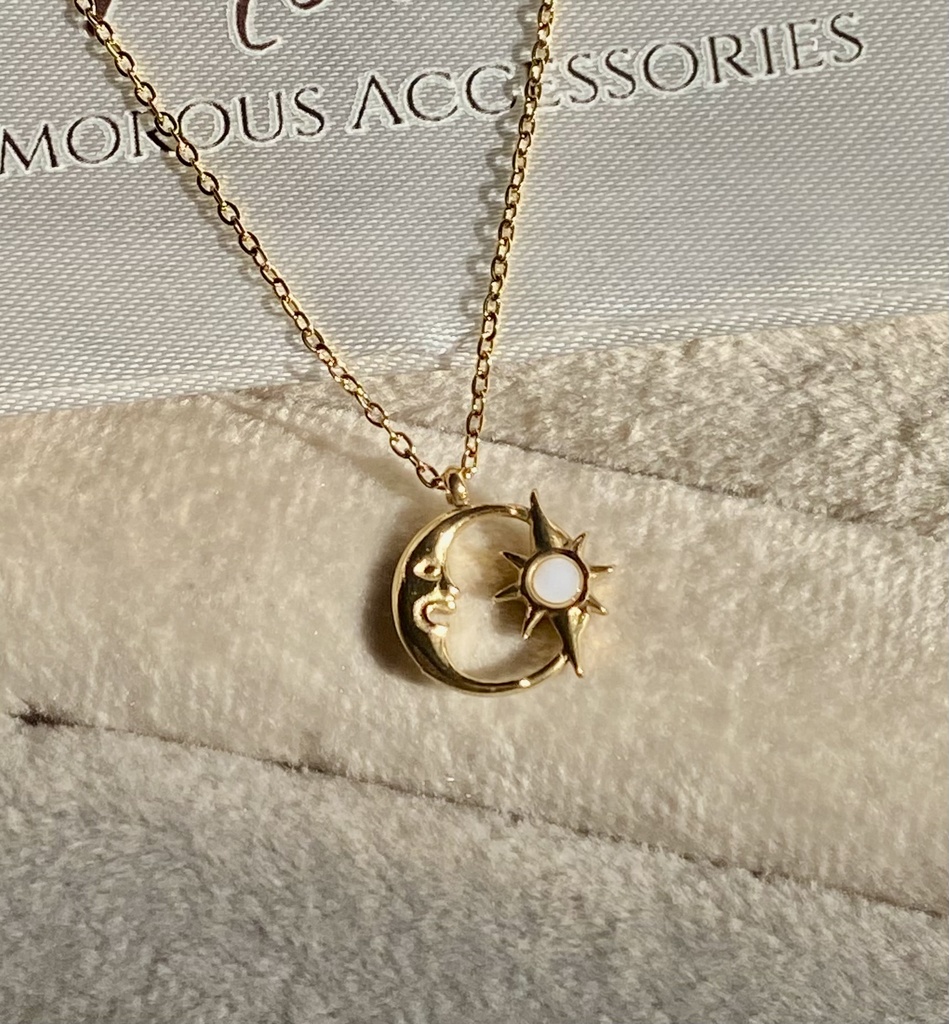 [14101] Crescent and star Necklace 