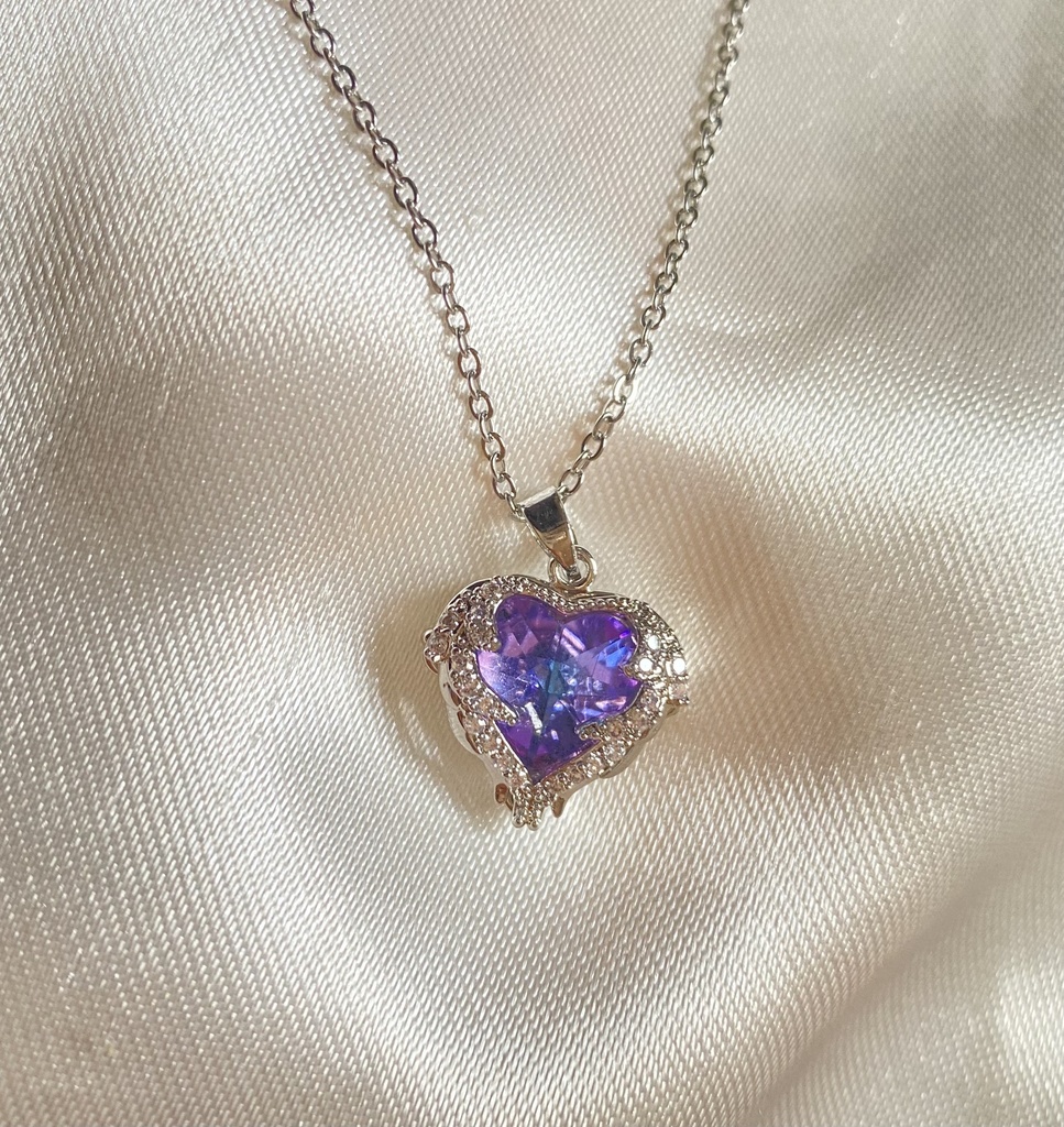 [14114] Purple Heart Necklace 