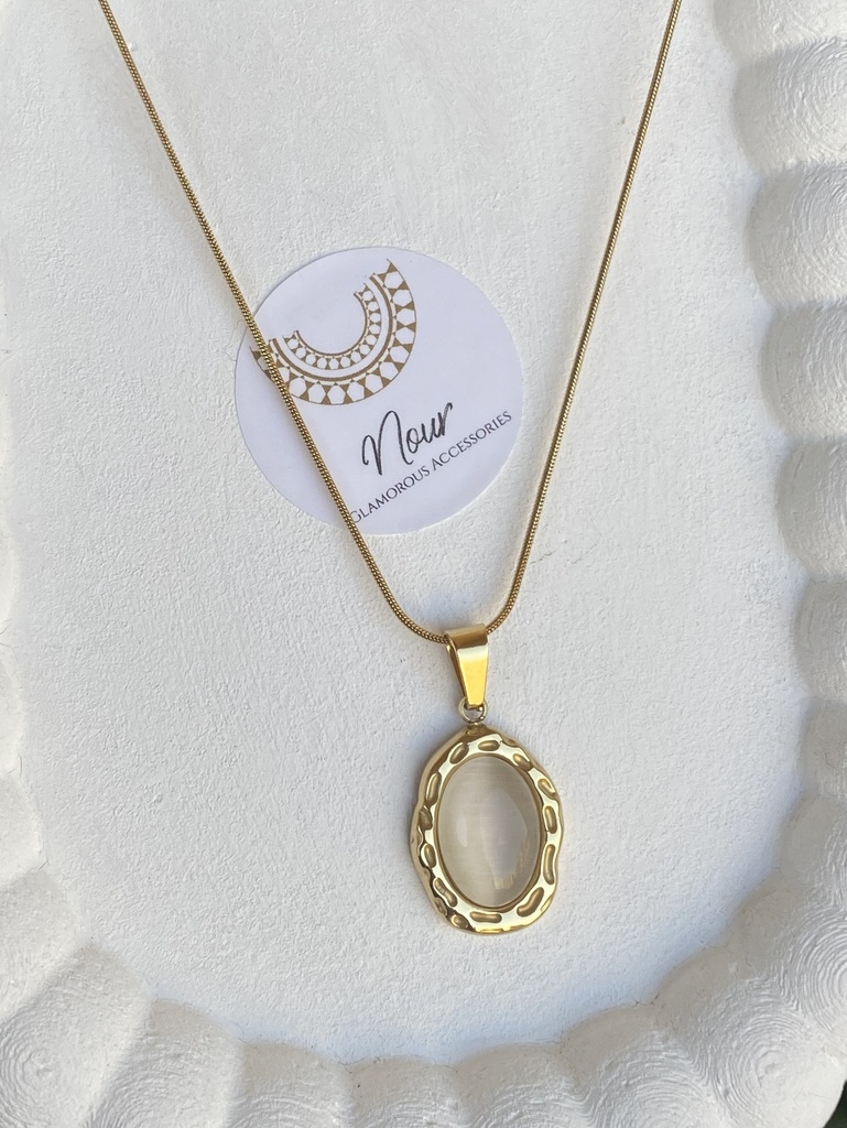 [14132] Off White Stone Necklace 