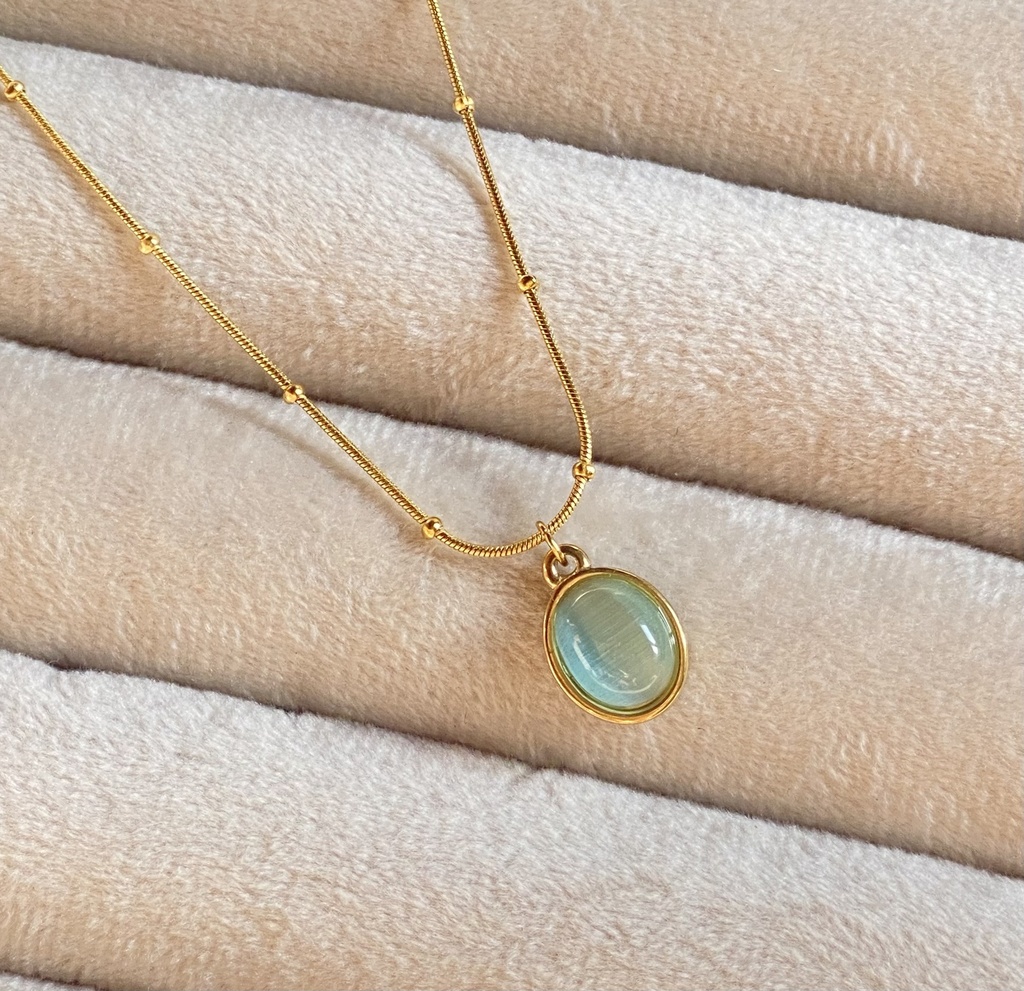 [14154] Turquoise stone Necklace 