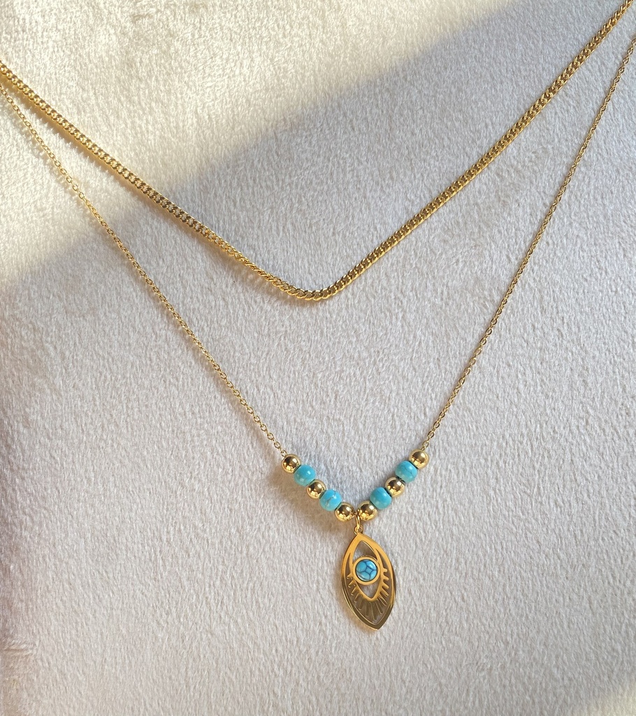 [14148] turquoise feather necklace