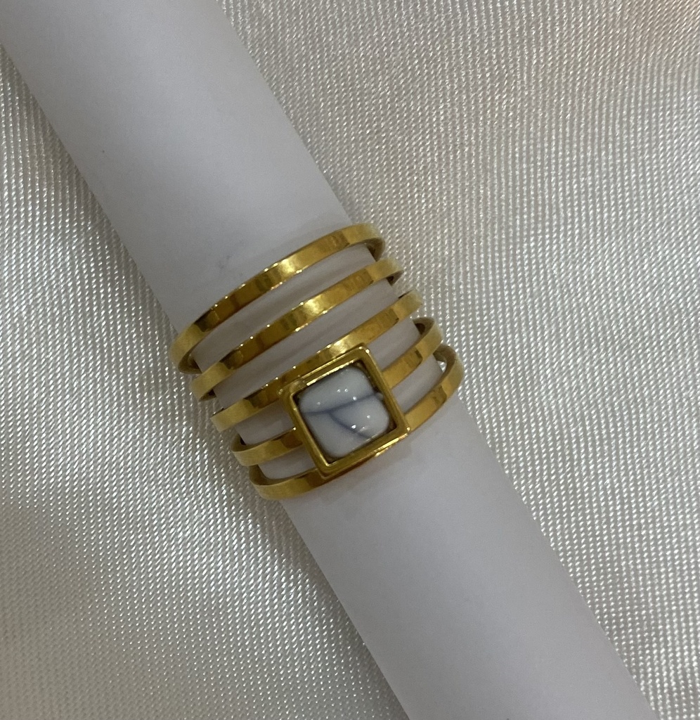 [12019] White Marble Ring