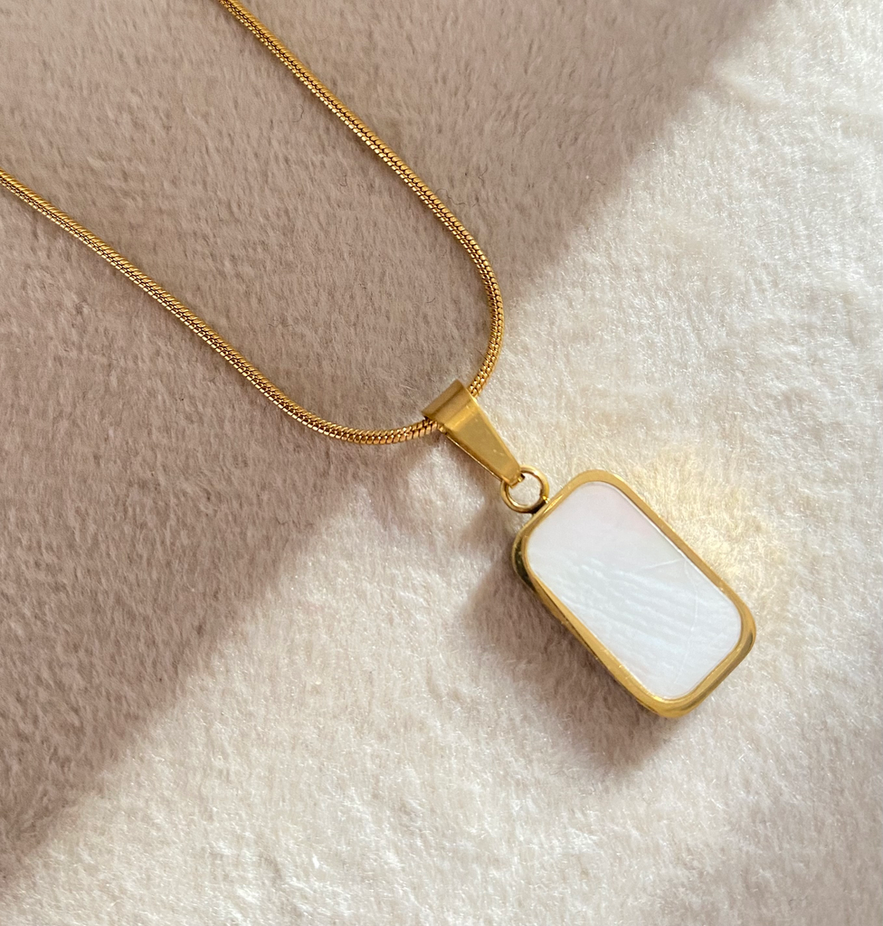 [14182] Black&White marble Necklace 