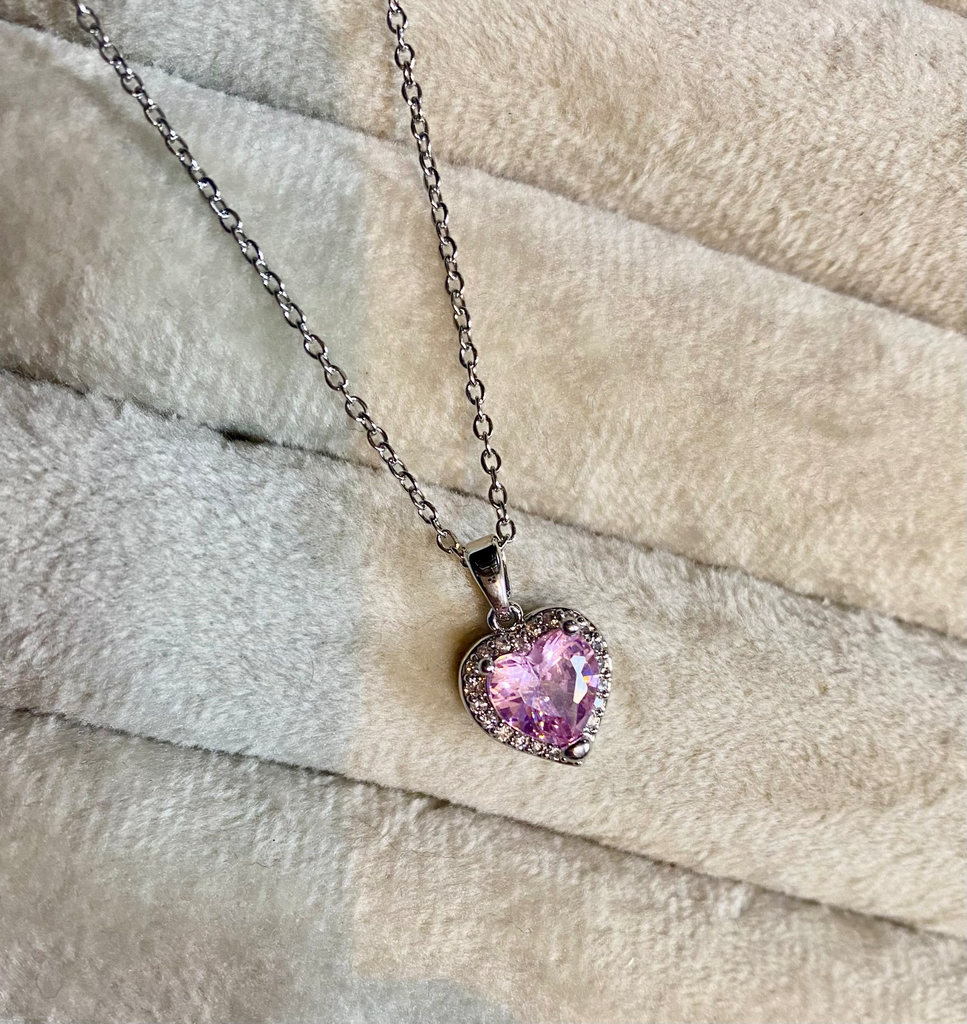 [14189] Pink Heart Necklace 