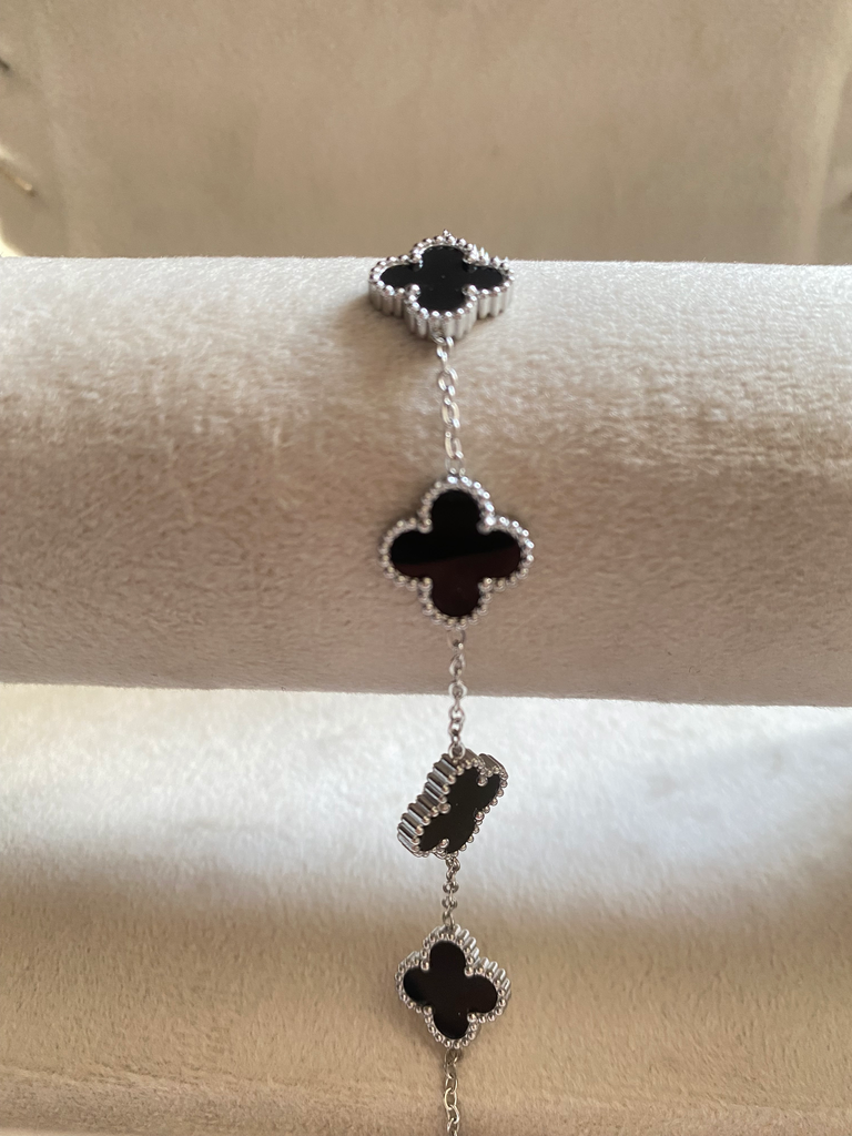 [13132] Black van cleef (silver ) Bracelet 