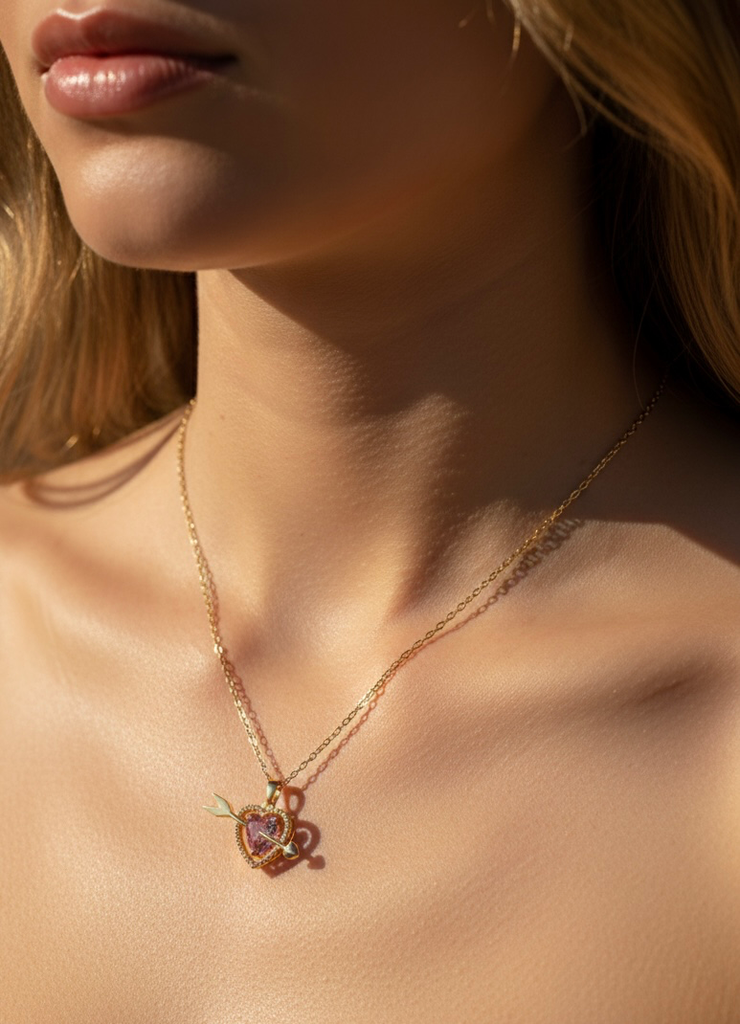 [14240] Pink heart Necklace 
